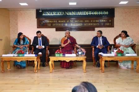 Ms. Nirmala Sitharaman, Minister of Finance and Minister of Corporate Affairs. Visit at Bengaluru Branch (SIRC)